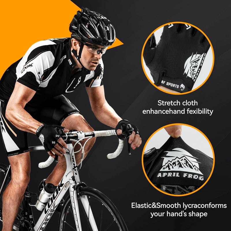 Aprilfrog Bike Cycling Sports Gloves: Half Finger Bicycle Gloves for Men Women with 5MM Gel Pad - Anti-Slip Exercise Workout Gloves for Gym Motorcycle - Image 3
